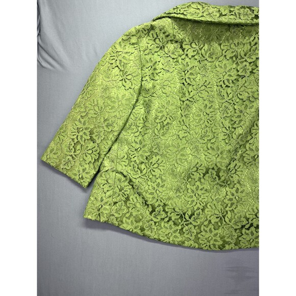 VTG Hand Made by Minnie Griffith Green Lace Floral Jacket XS/S - Picture 13 of 15